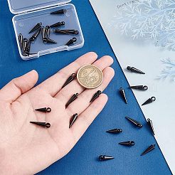 30個3スタイル304ステンレススチールペンダント  コーン  電気泳動黒  15.5x5mm＆19.5x5mm＆17.5x5mm  穴：1.4~3mm  10個/スタイル&nbsp;STAS-UN0038-28