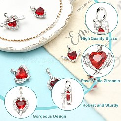 6Pcs 6 Styles Brass Pave Cubic Zirconia Pendants&nbsp;KK-CJ0014-15