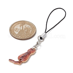 猫合金エナメル携帯ストラップ  ナイロンコードモバイルアクセサリー装飾  10.4cm  6個/セット&nbsp;HJEW-JM01078