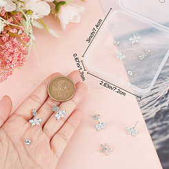 真鍮製キュービックジルコニアイヤリング金具10個  カン付き  ニッケルフリー  花  真鍮フリクションイヤーナット10個。  925銀メッキ  11.5x12mm  穴：1.5mm  ピン：0.5~0.8mm&nbsp;KK-BBC0027-62S
