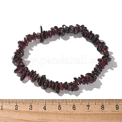 チップ天然ガーネットビーズストレッチブレスレット  1-3/4インチ（4.5cm）&nbsp;BJEW-JB01826-09