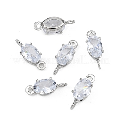 SHEGRACE Brass Pave Cubic Zirconia Oval Connector Charms&nbsp;XGRQ2O873-437A-P