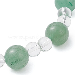 Natural Green Aventurine & Synthetic Quartz Crystal Round Beaded Stretch Bracelets&nbsp;BJEW-JB12246-03