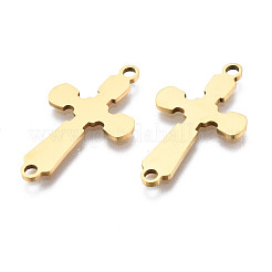 201 ステンレススチールリンクコネクター  レーザー切断  クロス  ゴールドカラー  25.5x14.5x1mm  穴：1.8mm&nbsp;STAS-S110-101G