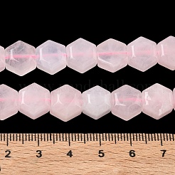 天然石ローズクォーツビーズ連売り  六角  10~10.5x11~11.5x6.5~7mm  穴：1mm  約37~38個/連  15.04~15.16''（38.2~38.5センチメートル）&nbsp;G-G463-A01-10x11mm