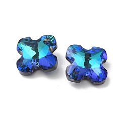 電気メッキガラスペンダント  バックメッキ  多面カット  クローバーチャーム  藤紫色  14x14x6mm  穴：1.2mm&nbsp;EGLA-M029-01-02