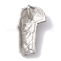 チベット風 304 ステンレススチールペンダント  ヴィンテージ関羽フィギュアチャーム  アンティークシルバー  46x26x7mm  穴：10x5.2mm&nbsp;STAS-H170-11AS