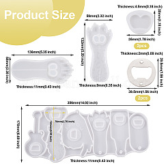 4種類のDIYボトルオープナー製作キット  栓抜き型とフラットラウンドいステンレス鋼の栓抜きを含む  ホワイト  30x35x4.5mm  1のセット/袋&nbsp;DIY-BG0001-43