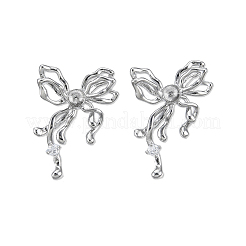 Brass Pave Clear Cubic Zirconia Stud Earring Findings&nbsp;KK-N232-438P-A
