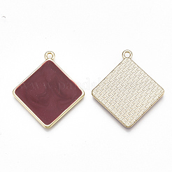 合金ペンダント  エナメル  菱形  ライトゴールド  ファイヤーブリック  30.5x28x2mm  穴：1.8mm&nbsp;LS-ENAM-S116-39B