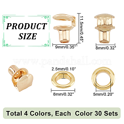 120 Sets 4 Colors Brass Boots Hook Eyelet Buckles&nbsp;FIND-PH0009-29