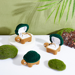 亀のベルベットの箱  ジュエリーパッケージ用品  ダークシーグリーン  6.7x5.05x4.45cm  3個/袋&nbsp;CON-CA0001-013