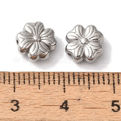 変色しない304ステンレススチールビーズ  花  ステンレス鋼色  8x4mm  穴：1.5mm&nbsp;STAS-I305-160P