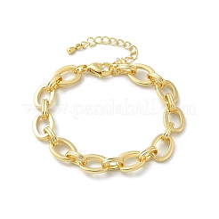 Brass Oval Link Chain Bracelets for Women Men&nbsp;BJEW-K273-10G