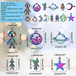 4セット2スタイルの合金ペンダント  カドミウムフリー＆ニッケルフリー＆鉛フリー  星空のテーマの混合形状  ミックスカラー  2セット/スタイル&nbsp;FIND-PH0002-53-NR