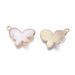 合金エナメルチャーム  カドミウムフリー＆鉛フリー  ライトゴールド  蝶  ホワイト  13.5x17x2mm  穴：1.5mm&nbsp;LS-ENAM-S121-171D-RS