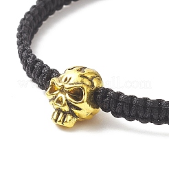 4Pcs 4 Color Synthetic Hematite & Alloy Skull Braided Bead Bracelets Set&nbsp;BJEW-JB09215