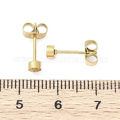 304ステンレススチールスタッドピアス金具  ピアスキャッチとカン付き  ゴールドカラー  3.5x13mm  穴：3mm  ピン：0.8mm&nbsp;STAS-V003-09G-03