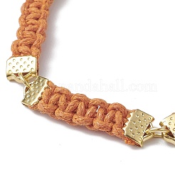 Braided Waxed Polyester Rectangle Link Chain Bracelets&nbsp;BJEW-JB10000
