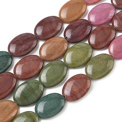 天然石マレーシアジェイドビーズ連売り  染め  フラットオーバル  ミックスカラー  18x13x5mm  穴：1mm  約10~11個/連  7.28''~7.87''（18.5~20センチメートル）&nbsp;G-K292-C16-13X18MM