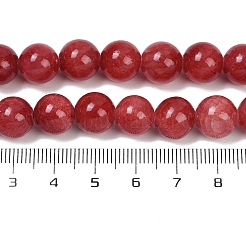 天然石馬山ジェイドラウンドビーズ連売り  染め  ファイヤーブリック  10mm  穴：1mm  約41個/連  15.7インチ&nbsp;G-D263-10mm-XS04-01