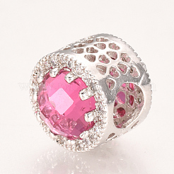 Brass Micro Pave Cubic Zirconia European Beads&nbsp;ZIRC-S058-40J