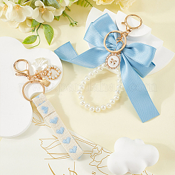 2Pcs 2 Styles Cotton & Iron & Alloy Keychain&nbsp;KEYC-CP0001-24D