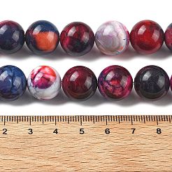天然マルチカラー瑪瑙ビーズ連売り  染め＆加熱  ラウンド  濃いピンク  14mm  穴：1.5mm  約28個/連  15.31''（38.9センチメートル）&nbsp;G-A261-B10-14mm