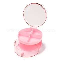 丸いプラスチック製のアクセサリー箱  透明カバー付き11.9x7.1層  ピンク  5cm  [1]区画/ボックス&nbsp;OBOX-F006-08
