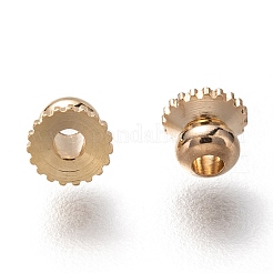 真鍮ビーズキャップ  カドミウムフリー＆鉛フリー  長持ちメッキ  24KGP本金メッキ  4x3mm  穴：1.4mm&nbsp;X-KK-H759-38A-G