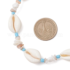 Ocean Natural Cowrie Shell & Chip & Glass Seed Beaded Necklaces&nbsp;NJEW-JN05848