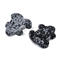 天然の雪の結晶の黒曜石の彫刻ビーズ  半孔  カエル  32~40x28~35x8mm  穴：1.5~3.5mm&nbsp;G-K383-17C