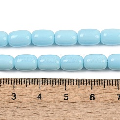 オペークガラスビーズ連売り  バレル  ライトスカイブルー  9x6mm  穴：1mm  約43個/連  15.28''（38.8センチメートル）&nbsp;GLAA-Z015-02E