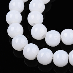 ジェイド風ガラスビーズ連売り  ラウンド  乳白色  8~8.5mm  穴：1.5mm  約51~53個/連  14.96インチ〜15.55インチ（38~39.7cm）&nbsp;GLAA-T032-J8mm-01