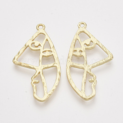 合金空枠ペンダント  UVレジンDIY用  エポキシ樹脂  プレスジュエリー  顔  ライトゴールド  39x22x2mm  穴：1.6mm&nbsp;X-PALLOY-S121-90