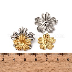 304ステンレススチール製ツートンフラワースタッドピアス  イオンプレーティング（ip）  18KGP本金メッキ  22x23mm&nbsp;EJEW-L304-10GP