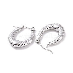 変色しない304ステンレススチール製フープピアス（女性用）  オーバル  ステンレス鋼色  23x16.5x4mm  ピン：0.8mm&nbsp;LS-EJEW-F287-08P
