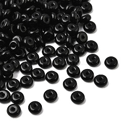 ベーキングペイント不透明ガラスビーズ  ロンデル  ブラック  6.5x3.5mm  穴：1.2mm  約5555個/1000g&nbsp;GLAA-A045-06M