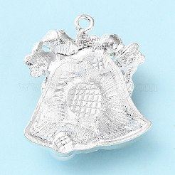 クリスマス亜鉛合金ラインストーンペンダント  エナメルとプラスチックパール  クリスマスベルのチャーム  33x29x7.2mm  穴：2mm&nbsp;PALLOY-K008-01A-P