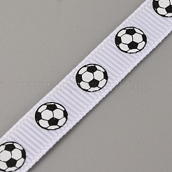 ポリエステルリボン  サッカーの模様  ギフト包装用  ホワイト  3/8インチ（10mm）  約10.00ヤード（9.14m）/ロール&nbsp;OCOR-WH20018-42A