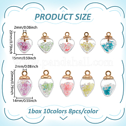 80Pcs 10 Styles Luminous Glass Pendant&nbsp;GLAA-ME0001-27