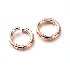 Eco-Friendly PVD Vacuum Plating & Long-Lasting Plated Brass Open Jump Rings&nbsp;KK-E663-4mm-RG