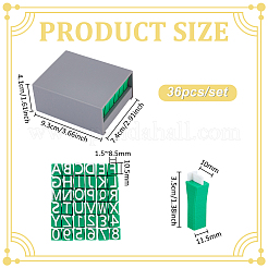 プラスチック製の大文字粘土スタンプセット  粘土陶器用  シーグリーン  93x74x41mm  模様：10.5x1.5~8.5  36個/セット&nbsp;DIY-WH0750-114B