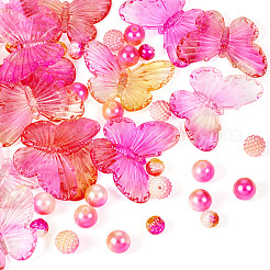 100Pcs 4 Styles Gradient ABS Plastic Imitation Pearl Beads & Transparent Acrylic Beads Sets&nbsp;KY-TA0001-31