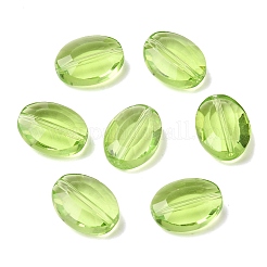 模造オーストリアクリスタルビーズ  グレードAAA  k9ガラス  多面カット  オーバル  黄緑  13x10x5mm  穴：0.9~1mm&nbsp;SWAR-F072-13x10mm-17