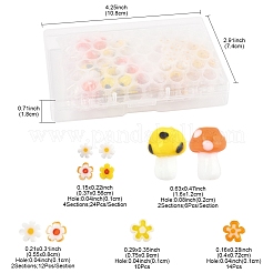 156個 10種類の手作りミルフィオリガラスビーズ  花＆キノコ  ミックスカラー  3.7~16x2.5~12mm  穴：1~2mm&nbsp;LAMP-FS0001-32
