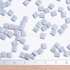 MIYUKIティラビーズ  日本製シードビーズ  2穴  （tl498fr）マットな不透明灰色ab  5x5x1.9mm  穴：0.8mm  約118PCS /ボトル  10 G /ボトル&nbsp;SEED-JP0008-TL498FR