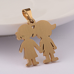 イオンプレーティング（IP）304ステンレスペンダント  恋人  ゴールドカラー  23x22x2mm  穴：6x4mm&nbsp;STAS-K162-086G