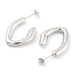 変色しない304ステンレススチール製スタッドピアス（女性用）  菱形  ステンレス鋼色  28x4mm&nbsp;EJEW-K283-10P