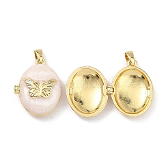Brass Enamel Photo Locket Pendants&nbsp;KK-L277-01G